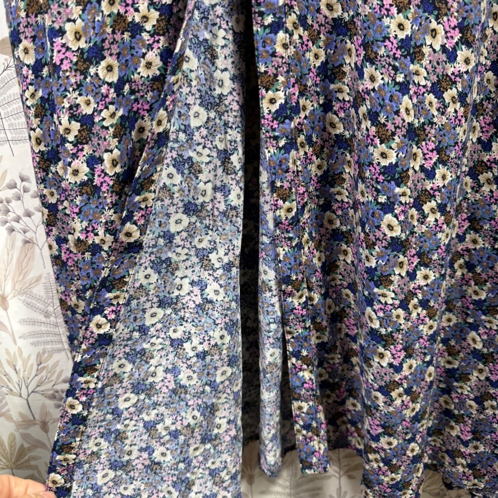 Natural Life Floral Maxi Dress Womens Large Button Front Smocked Sleeve Boho L - Picture 6 of 13